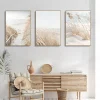 3PCS White Seascape Canvas Painting Nordic Sea Beach Pampas Botanical Grass Posters Decor Living Room Bedroom Wall Art Decor