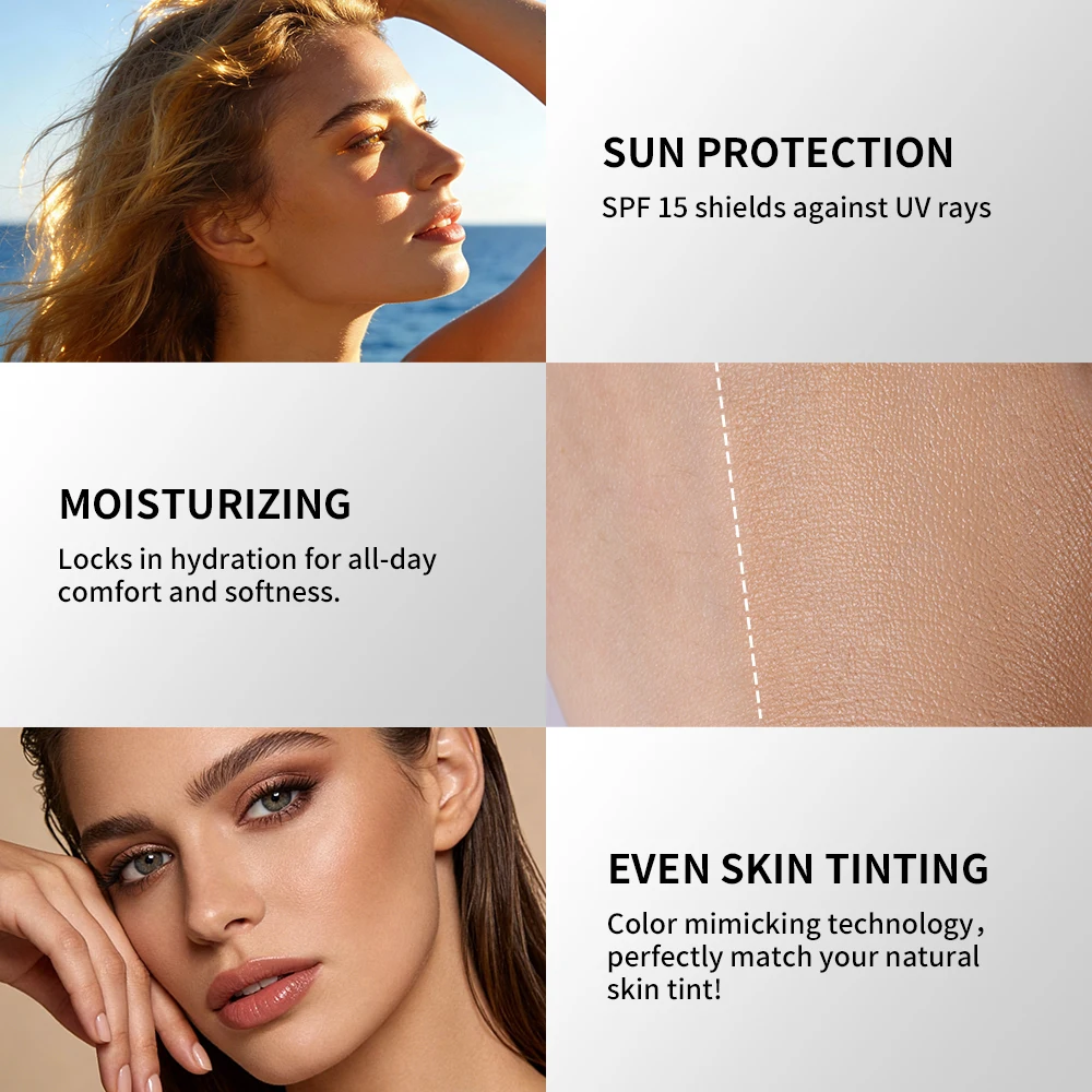 Liquid Foundation Light Coverage Skin Shade Matching Foundation SPF15 Moisturizing Even Toning Waterproof Natural Woman Makeup - Image 3