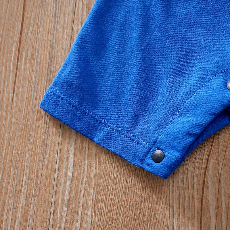 0-18M Newborn Baby Rompers blue Cosplay Costume Infant One-pieces Summer short sleeve Cotton round collar comfortable Clothes - Image 6