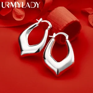 URMYLADY 925 Sterling Silver Charm Smooth Clip Earrings For Women Luxury Wedding Engagements Party Fashion Jewelry