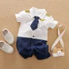 0-18Months Boys and Girls Baby Summer Short-Sleeve Romper Cute Pilot Cosplay Costume 100% Cotton Soft Comfortable 2025 Newborn