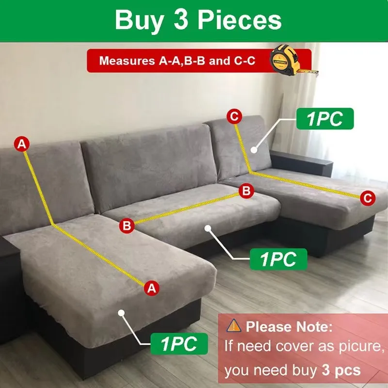 Solid Color 1/2/3/4 Seat Sofa Cover Stretch Milk Silk Fabric Couch Covers for Living Room Sectional Corner Settee Slipcovers 1PC - Image 2