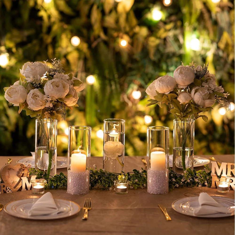 Glass Cylinder Vases 4 6 8 Inch Tall Clear Flower Vase Hurricane Floating Candle Holder for Table Centerpiece Wedding Home Decor - Image 5