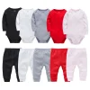 2 /3 Pcs/set Baby Clothing Set 100% Cotton Plain Baby Romper+Pant Newborn Bodysuit Trousers Blank Legging Kids Clothes For 0-12M