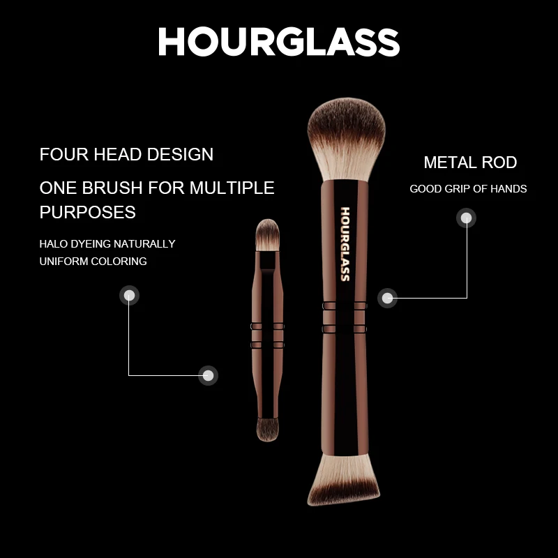 Hourglass Makeup Brush- No.24 Four-Head Multifunctional Brush Loose Powder Foundation Concealer Eyeshadow Concealed Makeup Brush - Image 3