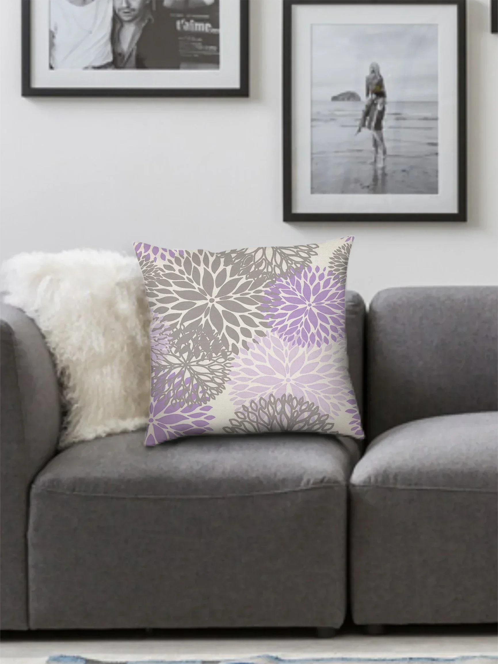 Geometric Light Purple Pillow Cover 50*50 Living Room Sofa Cushion Cover 40*40 Solid Color Decorative Cushion Cover Home Decor - Image 6