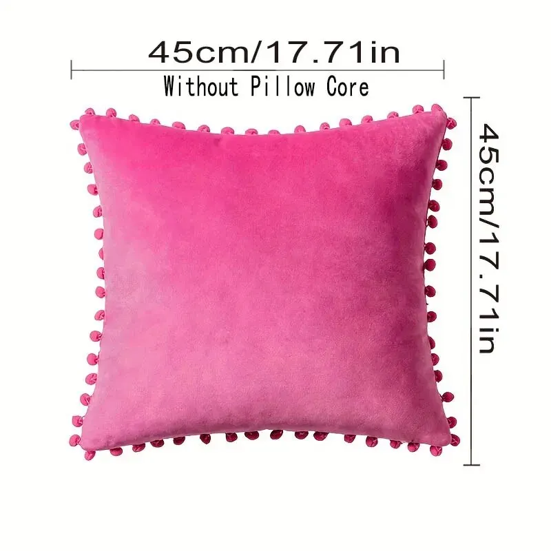 Velvet Throw Pillow Covers With Tassels, Decorative Throw Pillow Covers Soft Solid Color Square Pillow Case For Couch Home Sofa - Image 2