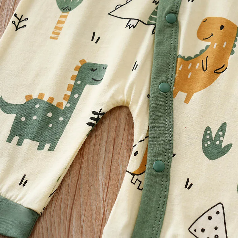 Spring and fall Cartoon dinosaur print cotton baby clothing Long-sleeved baby one-piece suits for 0-12 months boys and girls - Image 6