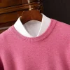 Men's 100% Cashmere Sweater O-Neck Pullovers Knit Large Size Wool Sweater Winter New Tops Long Sleeve High-End Jumpers