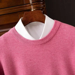 Men's 100% Cashmere Sweater O-Neck Pullovers Knit Large Size Wool Sweater Winter New Tops Long Sleeve High-End Jumpers