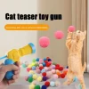 Cat Toys Interactive Launch Training Toy For Pet Kitten Creative Mini Shooting Gun Games Stretch Plush Ball Toys Pet Supplies