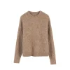 SuyaDream Warm Alpaca Pullovers for Woman, Dropped Sleeved Loose Sweaters, 2025 Fall Winter Top, Camel, Beige