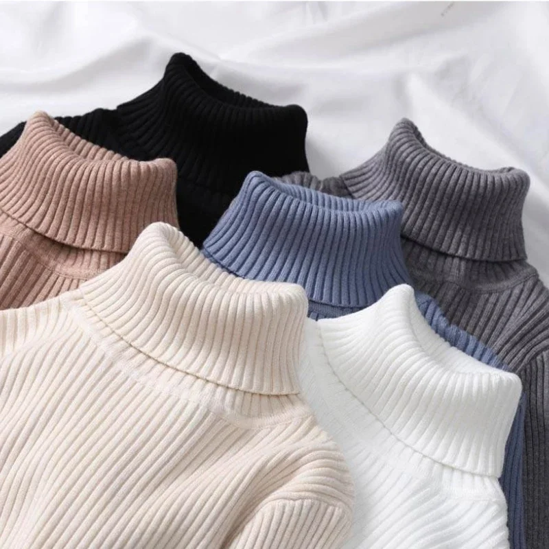 Turtleneck Basic Slim Elastics Pullovers Korean Women Sweater Autumn Winter 2025 Solid Knitted Sweaters Versatile Warm Jumper - Image 2