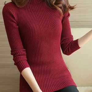 Turtleneck Sweater Women Fashion Korea Autumn Winter Black Tops Women Knitted Pullovers Long Sleeve Jumper Pull Femme Clothing