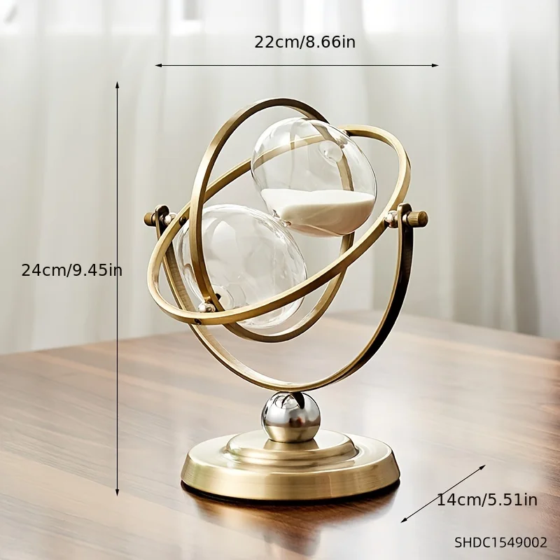 Vintage 30-Minute Sand Timer, 720° Rotating Metal & Glass Hourglass for Desk Decor. - Image 6