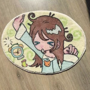 VIKAMA Cat Girl Carpet Soft Cute Children's Room Floor Mat Living Room Bedroom Bed Blanket Door Mat Home Decoration