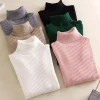 New Autumn Winter Women Knitted Turtleneck Sweater Casual Soft Polo-neck Jumper Fashion Slim Elasticity Solid Ribbed Pullovers