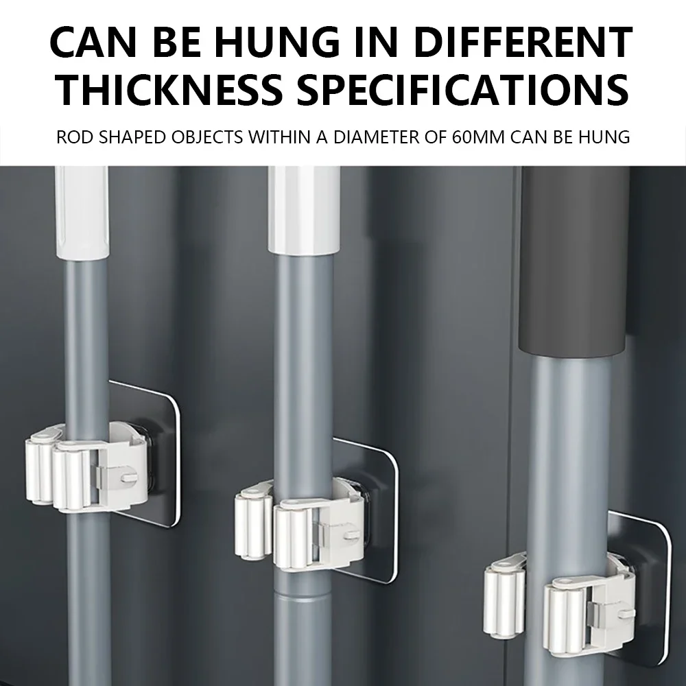 Mop Holder Self-adhesive Broom Stand Wall Mounted Mop Support Sweeping Brush Hook Storage Organizer Bathroom Kitchen Accessories - Image 2