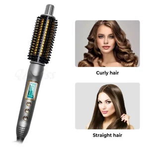 Double PTC Curling Iron Brush Ceramic Ionic Hair Curler Straightener Anti-Scald Volumizing Hair Heated Brush Electric Hot Comb