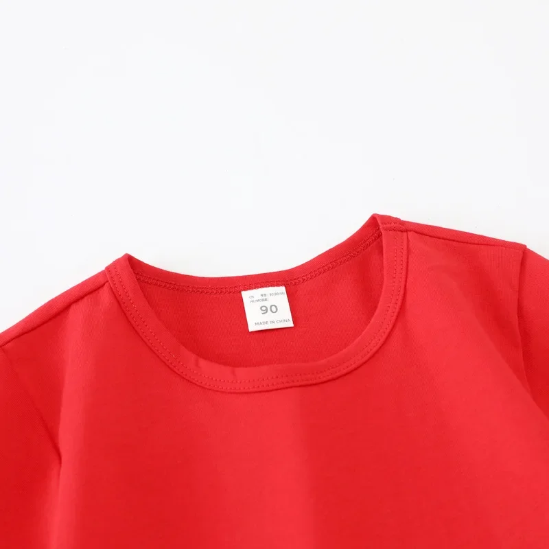 2025 Summer Children's T Shirt Candy Color 100%Cotton T-Shirts For Boys Girls Baby Blank Clothes Kids Tees Short Sleeve T Shirts - Image 5