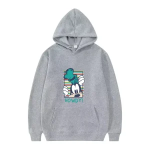 Disney Goofy Goof Pattern Woman Fashion Casual Loose Grey Spring Tops Clothes Pullovers Ladies Cheap Y2k Hoodies Men Sweatshirts