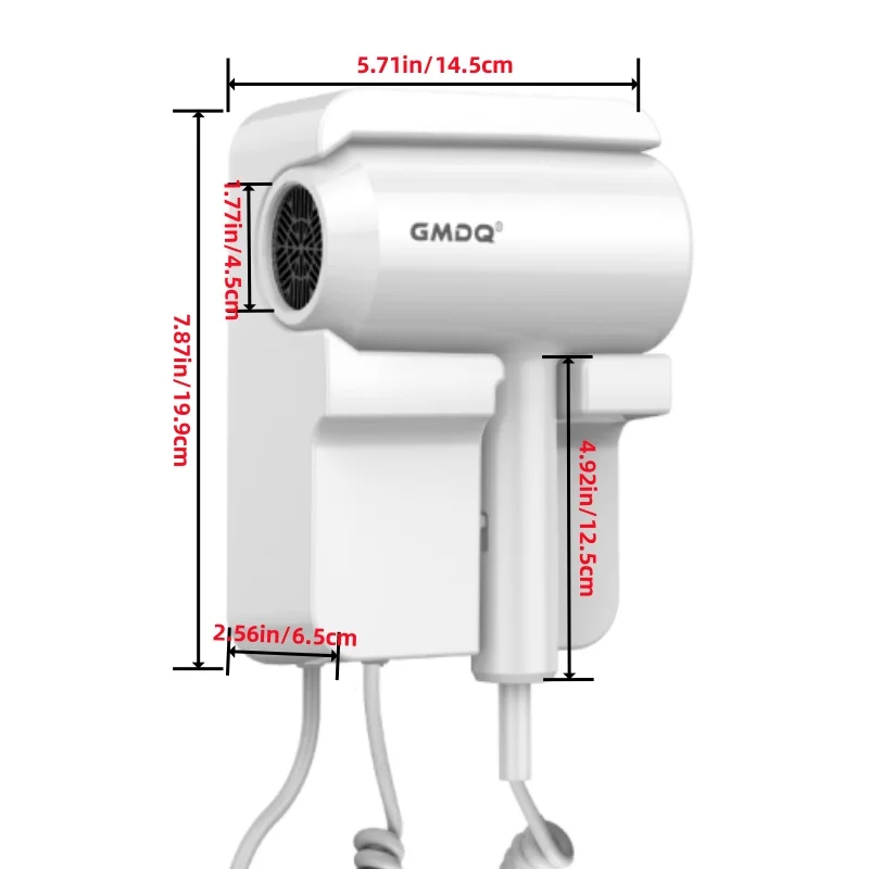 Gmdq British Standard 220V Wall-Mounted Hair Dryer with Overheating Protection, Hot and Cold Air, Strong Wind Power, 1300W, for Home Bathroom Use - Image 6