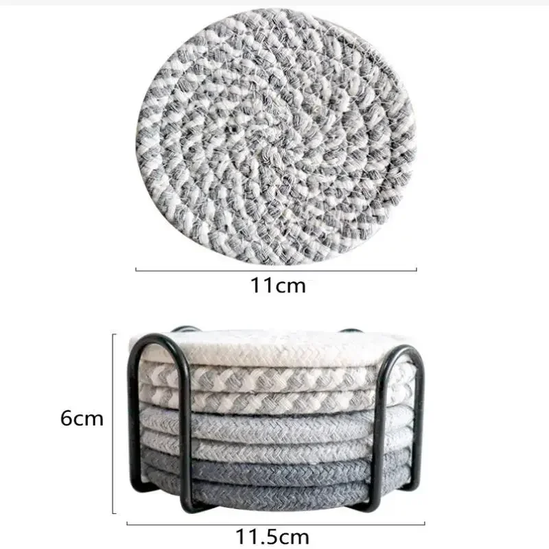 8 Pieces Cotton Rope Woven Placemats With Stand Insulation Pads For Drinks Woven Coaster Set Home Decoration - Image 5