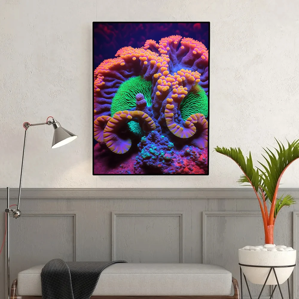 Modern Ocean Life Coral Reef Poster Neon Colorful Sea Animal Canvas Painting Print Wall Art Picture for Living Room Home Decor - Image 4