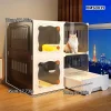 Cat Cage with Large Free Space for Home Use, Indoor, One Bedroom, One Living Room, One Bathroom with Toilet, Drawer-Type Integrated Cat Villa