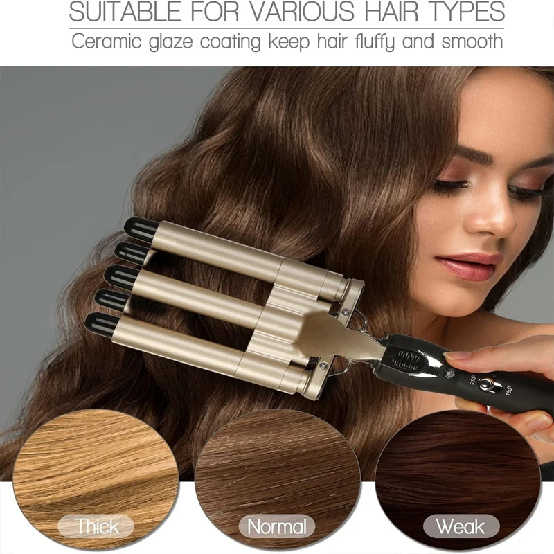 3 in 1 Deep and Small Reversible Big and small wave styles triple barrel Deep Hair Waver Curling iron and curler - Image 3