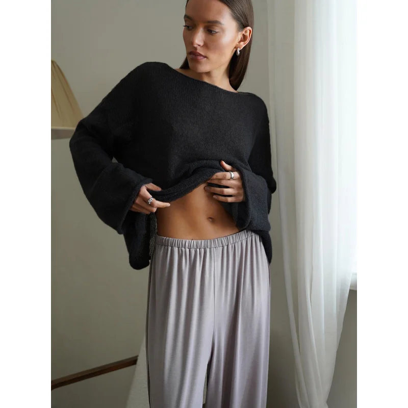 2025New Spring and Autumn Hollow Out Sweater for Women European and American StyleinsSoft and Loose Knitted Long Sleeve Cover-Up - Image 4