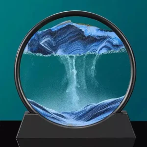 7/12" 3D Moving Sand Art Picture Ornaments Round Glass Deep Sea Sandscape Flowing Sand Craft Decoration Exquisite Festival Gifts
