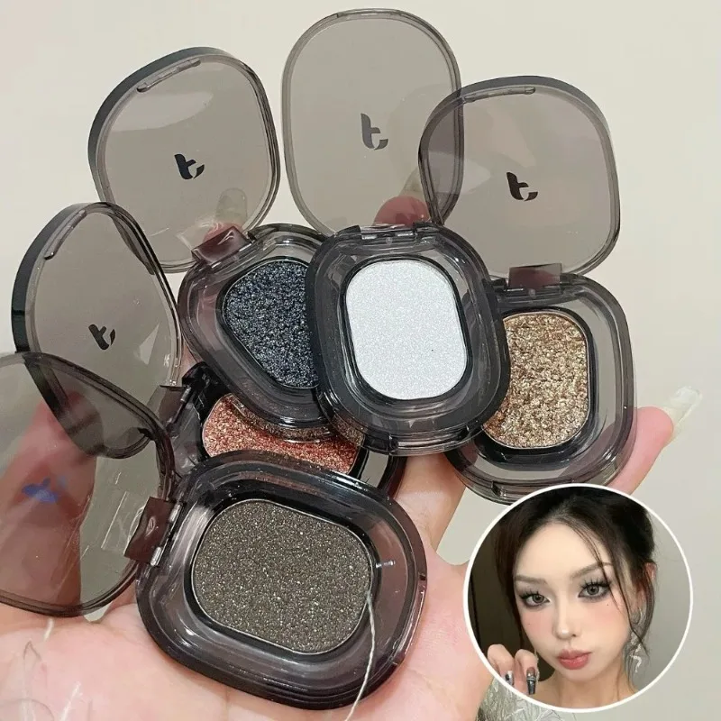 Punk Smoky Black Eyeshadow Makeup Palette Glitter Metallic Dark Silver Eye Shadow Highlighter Pearl Brown Eyes Pigments Cosmetic - Image 2