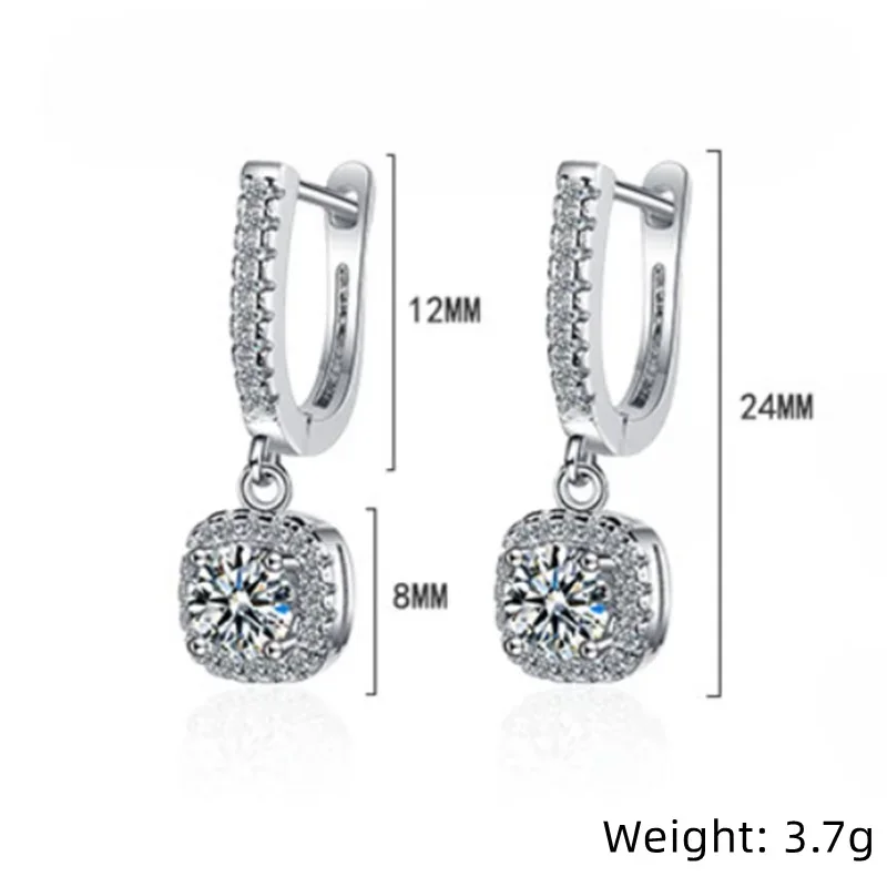 2 Carat Moissanite Women's Hug Hoop Earrings Rhinestone 925 Sterling Silver Delicate Hoop Drop Earrings High Jewelry - Image 6