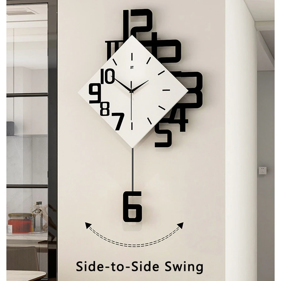 Modern Simple Wall Clock with Pendulum Wall Clock Without Ticking Noises Battery Operated for Living Room Bedroom Kitchen Deco - Image 5
