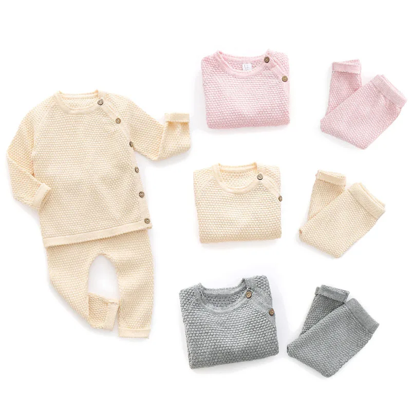 Baby Clothes Sets Ensembles Cotton Spring Newborn Boy Girl Infant Clothing Tops And Pants Knitted Sweater Baby Pajamas Sets - Image 4