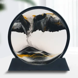 Office Home Decor 3D Extract Hourglass Quicksand Moving Sand Art Picture Round Glass Deep Sea Sandscape Craft Flowing Painting