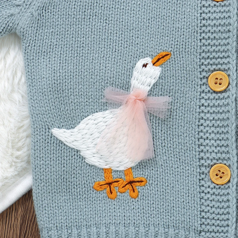 Autumn Baby Sweater Knit Infant Boy Girl Cardigan Fashion Cute Cartoon Goose Newborn Children Clothes Long Sleeve Tops Outerwear - Image 4