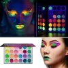 24 Color Neon Matte Luminous Eye Shadow Palette Cosmetics UV Glow in Dark Fluorescent Stage Clubbing Glitter High Pigment Makeup