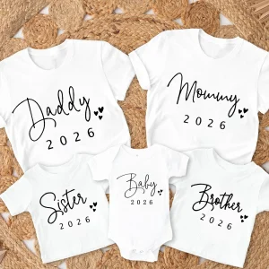 New Father Mother Kids Baby 2026 Family Matching Clothes Short Sleeve Ops Matching Clothes Family Look T-Shirts O