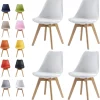 mcc direct Set of 4 Dining Chairs Wooden Legs Soft Cushion Pad Stylish DELUXE Retro Lounge Dining Office EVA