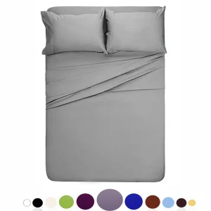 Bed Sheet Set Brushed Microfiber Bedding 3 or 4 Piece Flat Sheet Fitted Sheet and Pillowcase Twin Full Queen King Cal Kin