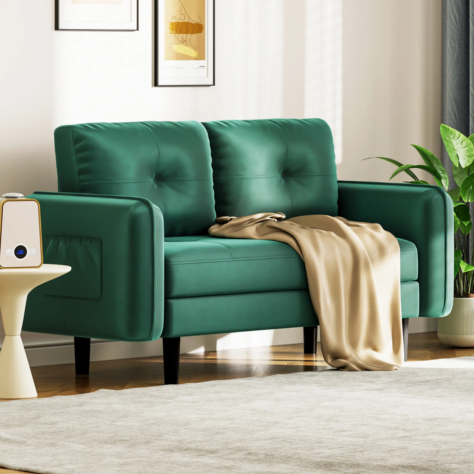 2 Seater Sofa, Modern Velvet Sofa Couch with Thicken Cushions, Comfy Loveseat Sofa for Living Room, Bedroom, Office, Apartment, - Image 6