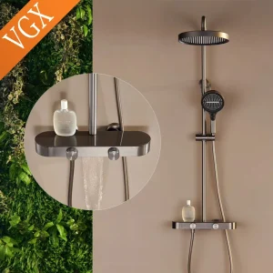 VGX Shower System Set Bathroom Shower Faucet Set 3-way Rainfall Shower Set Shower Mixer Crane with Hand Shower Set Grey White