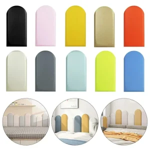 1pc 20x50cm Protective Wall Enclosure Anti-collision Soft Bag Wall Sticker Headboard Semi-circular Leather Soft Bag Headboards