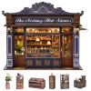 DIY Book Nook Kit Notting Hill Bookstore Wooden Bookshop Dollhouse with Light Bookshelf Insert 3D Puzzle Decor for Gift