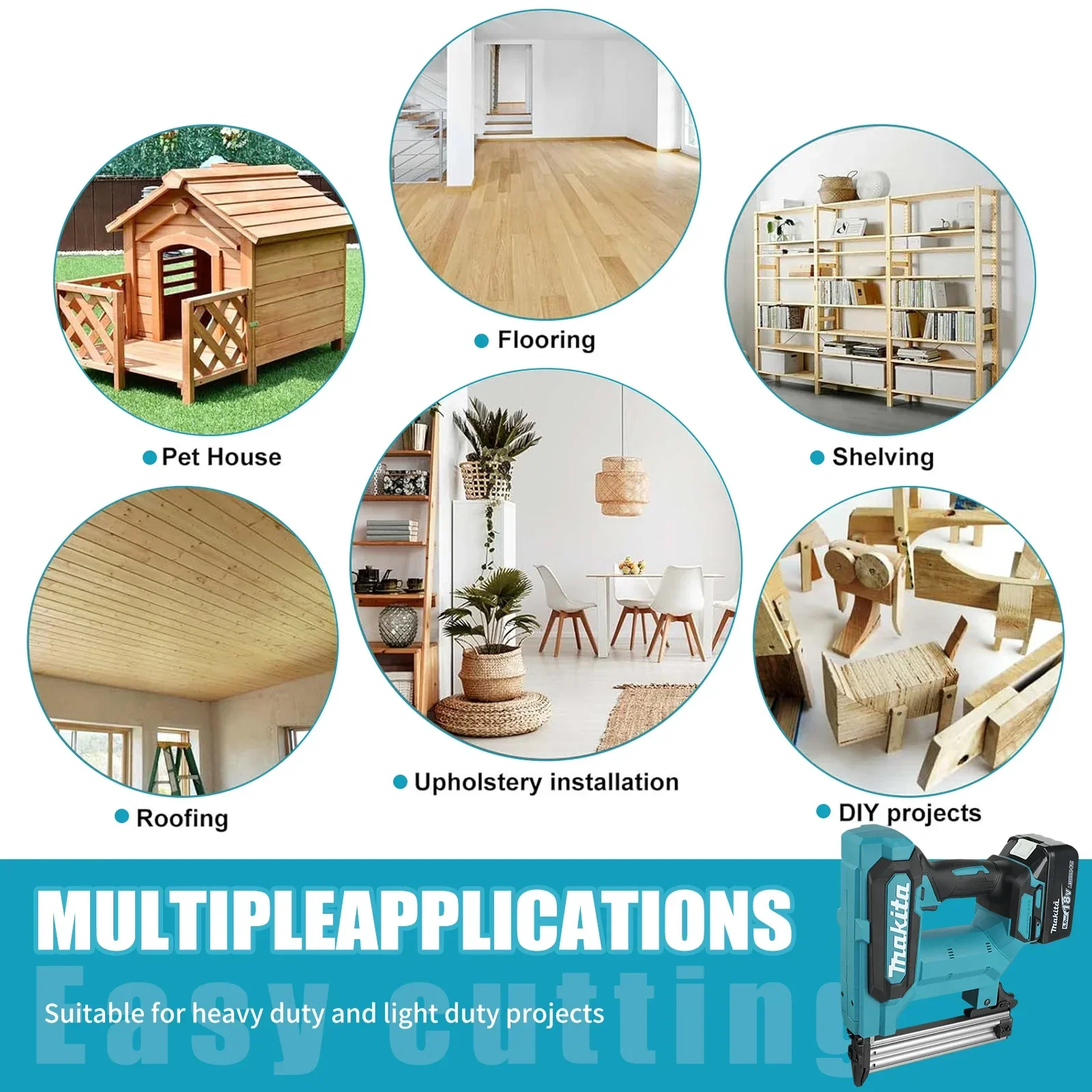 Makita Lithium-Ion Nail Gun:18V, 6.0Ah Battery, 100-Nail Capacity, Cordless, Ideal for Flooring, Shelving & DIY Wood Projects - Image 5