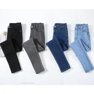 2024 New Sexy Skinny Jeans Women Hip Lift Stretch Pencil Denim Pants Casual Soft Slim Female Trousers Black Gray Blue