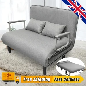 Folding Sofa Bed Couch 3 in 1 with 2 Pillows, Lounge Cotton Chair Lazy Cushion for Apartment Home Livingroom Sofa Beds