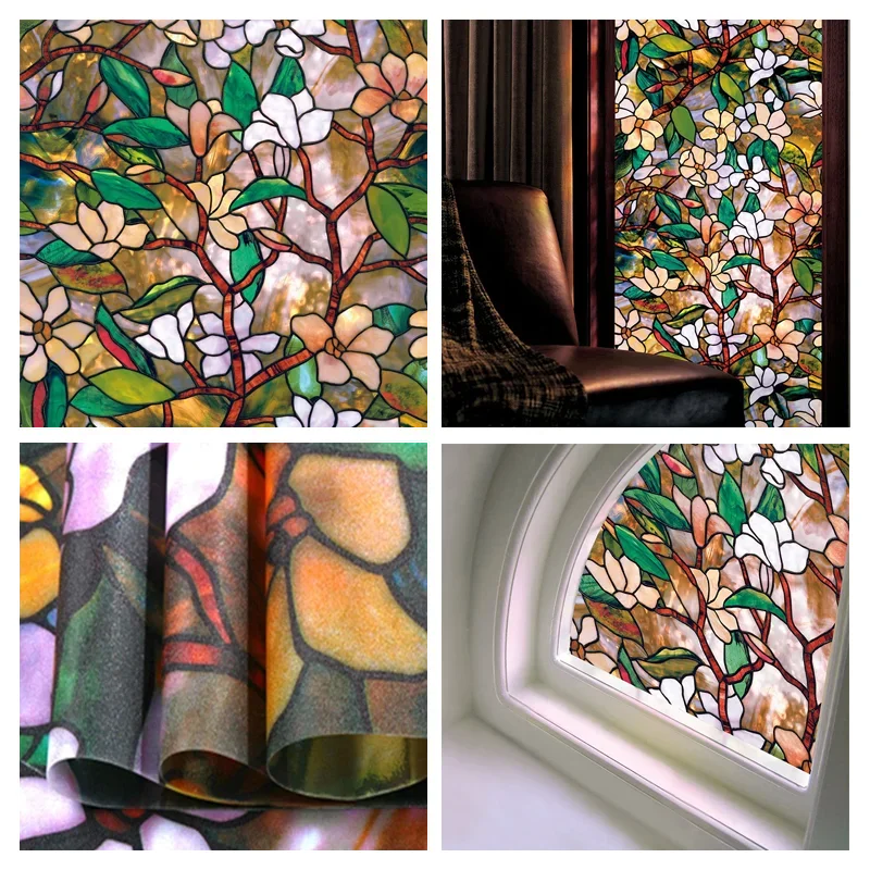 Window Privacy Film Adhesive Film Static Clings 3D Decorative Flower Window Film Stained Vinyl Glass Christmas Window Sticker - Image 3